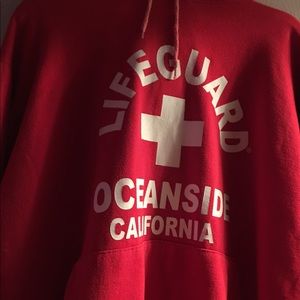 Vintage red xl hooded life guard sweater